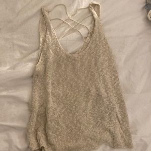 Crochet American eagle knit tank top with crossed back straps
